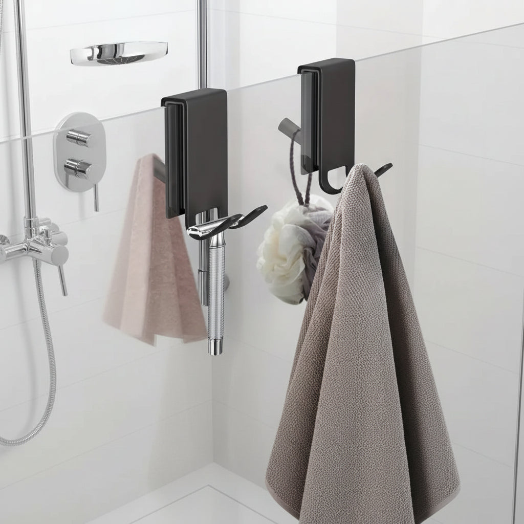 Crochets de douche en acier inoxydable GlassShift pour portes sans cadre