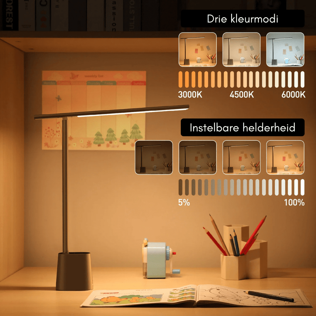 LumaFold dobíjecí LED lampa s skládacím rámem a stmíváním pro použití doma i v kanceláři