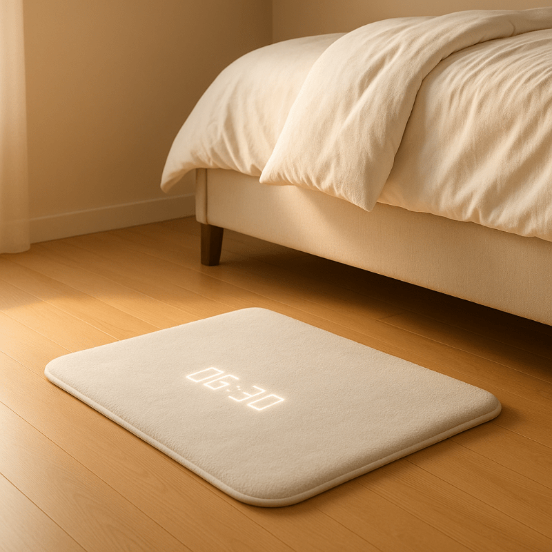Budík RiseStep Floor Rug vyžaduje krok k ztišení pro hluboké spáče
