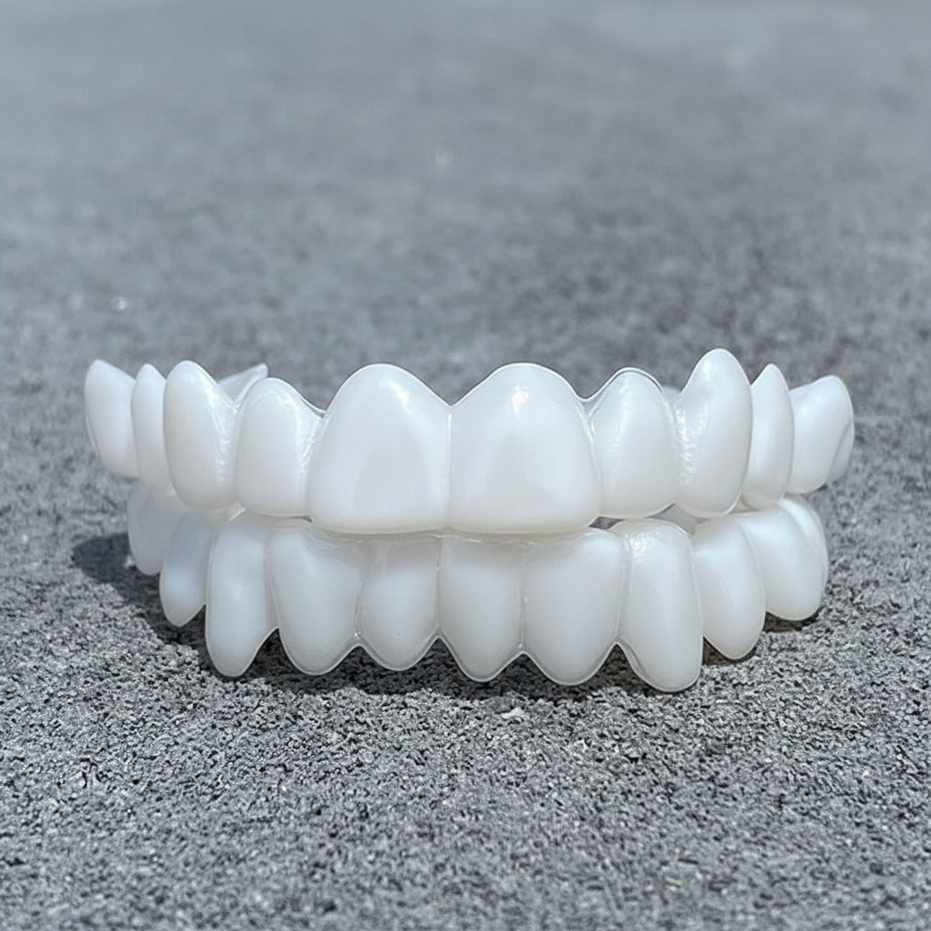 Oraluxe Elegant Reusable Dentures Featuring White Lenses