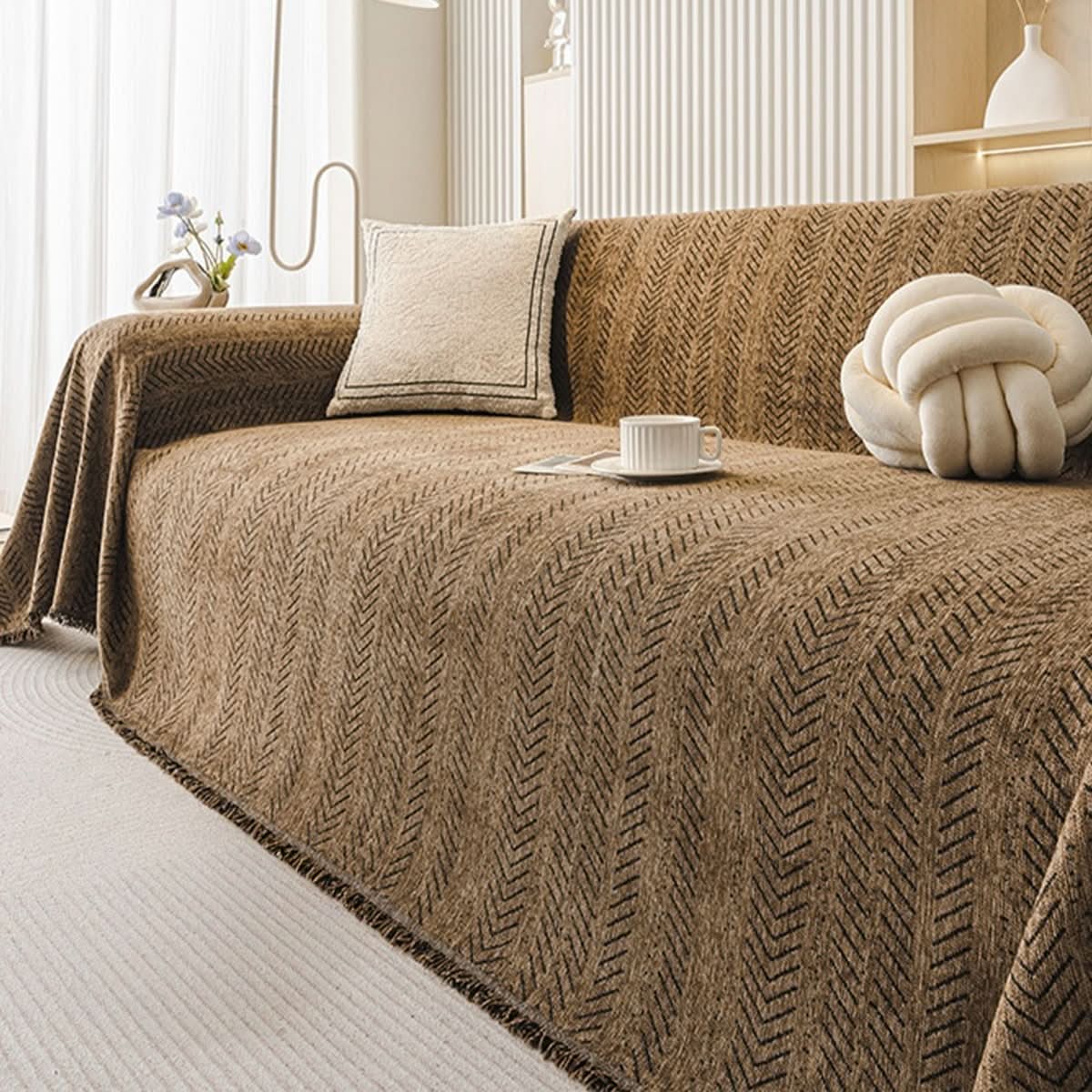 TextureLux Scratch-Resistant Chenille Sofa Cover for Homes
