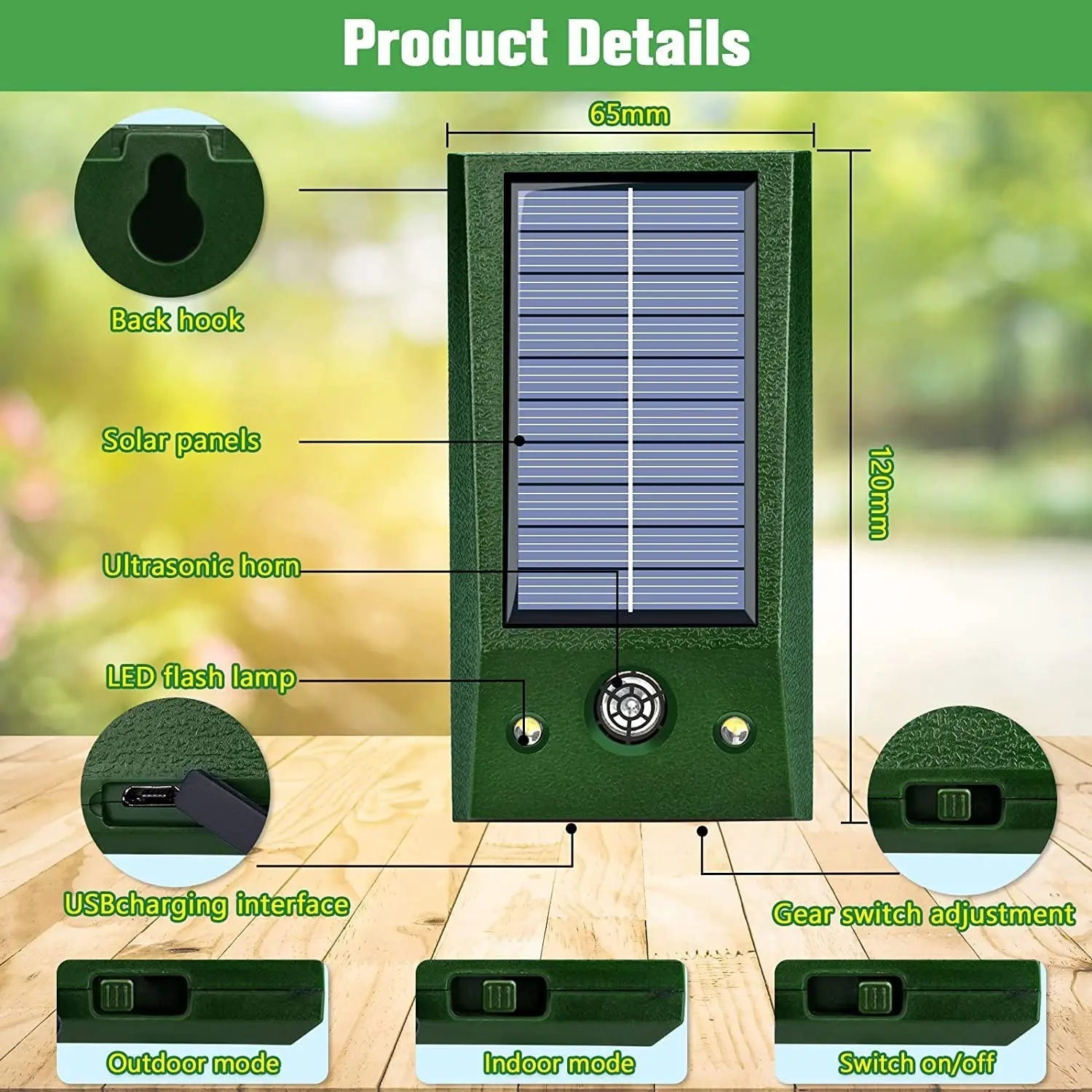 SonicGuard Solar Ultrasonic Bird Deterrent With Motion Detection
