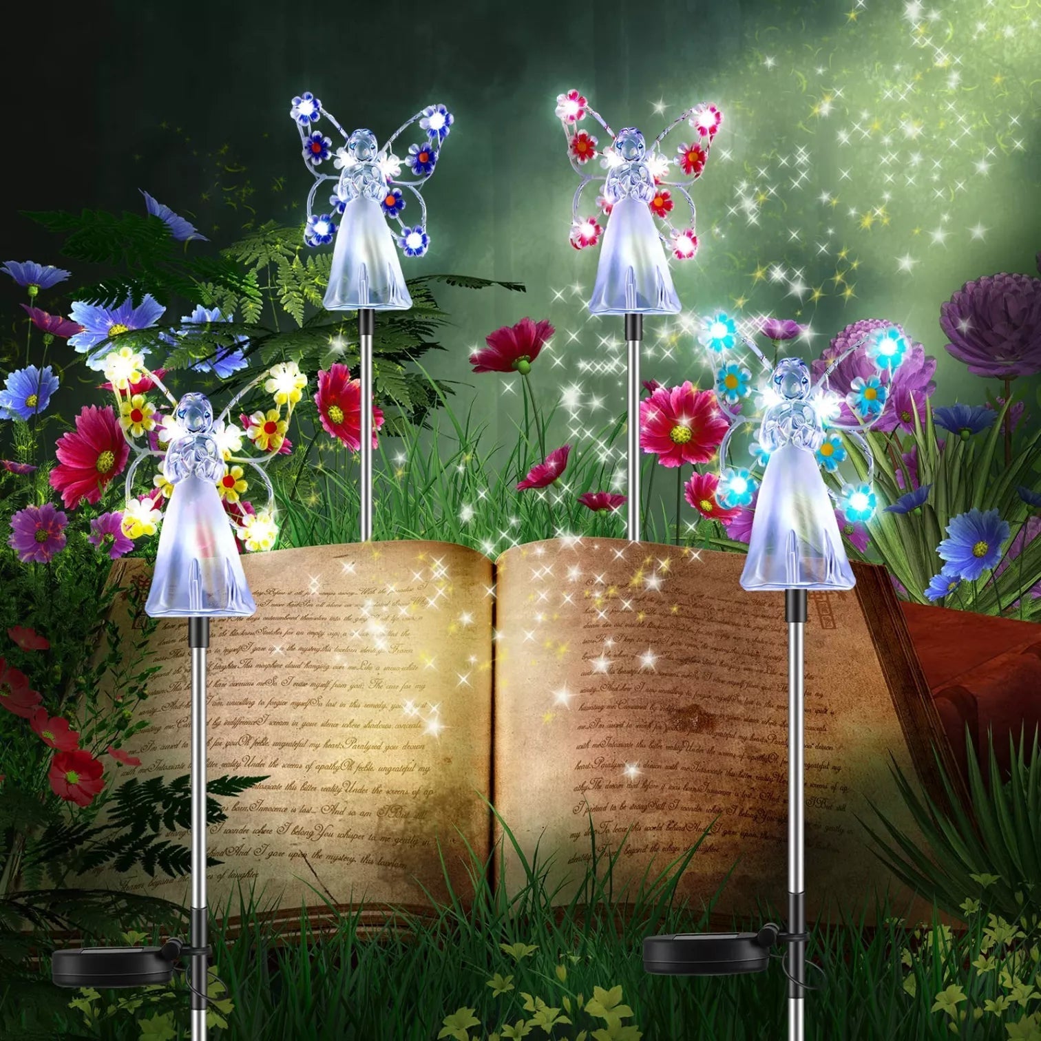 ضوء حديقة خارجي أنيق على شكل ملاك شمسي LED بتصميم مقاوم للعوامل الجوية
