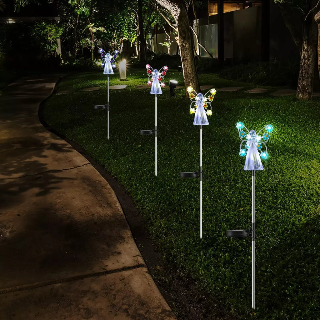 ضوء حديقة خارجي أنيق على شكل ملاك شمسي LED بتصميم مقاوم للعوامل الجوية