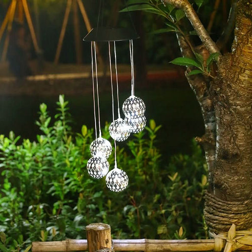 AuroraGlow Campana de Viento Solar Iluminación Ecológica para Jardín, Terraza y Balcón