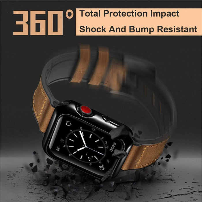 Curea de lux Aurora din piele naturală pentru Apple Watch Pro