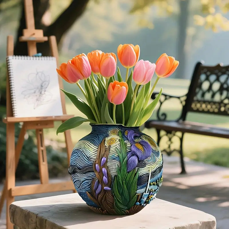 Bloomscape Váza inspirovaná Van Goghem, ručně vyrobená pro elegantní domácí dekoraci