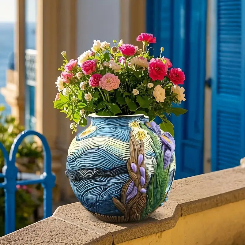Bloomscape Váza inspirovaná Van Goghem, ručně vyrobená pro elegantní domácí dekoraci