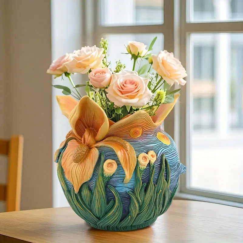 Bloomscape Váza inspirovaná Van Goghem, ručně vyrobená pro elegantní domácí dekoraci