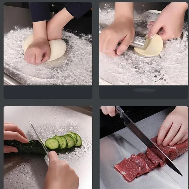 ChefCraft フードプレップボード ステンレス製 一体型エッジ付き 滑り止め付き