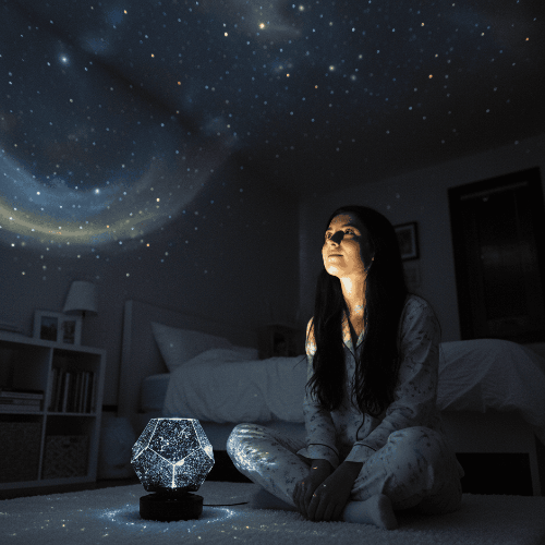 Projektor LumaStar Galaxy tworzy spokojną, gwiaździstą atmosferę w domu