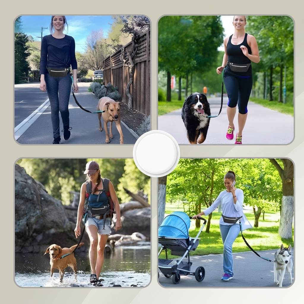 Wanderwalk ergonomiskt hundkoppel och sele för händerfria promenader