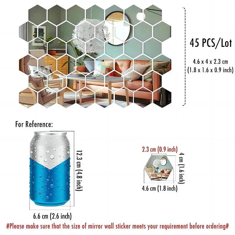 NovaGem hexagonale spiegel muurstickers voor heldere moderne interieurs