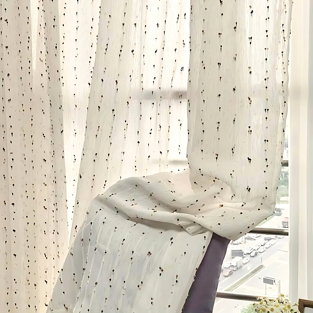 Sugarbean Sheer Tulle Curtain With Bold Embroidery