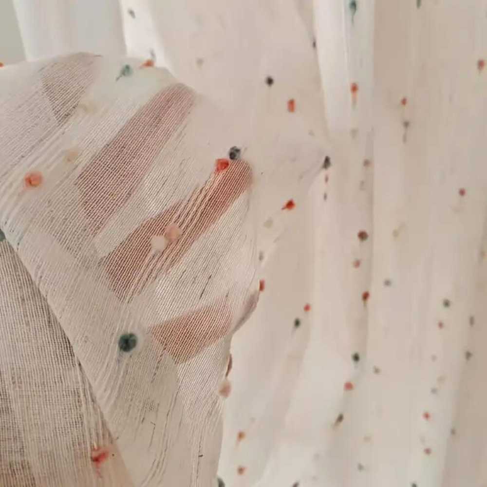 Sugarbean Sheer Tulle Curtain With Bold Embroidery