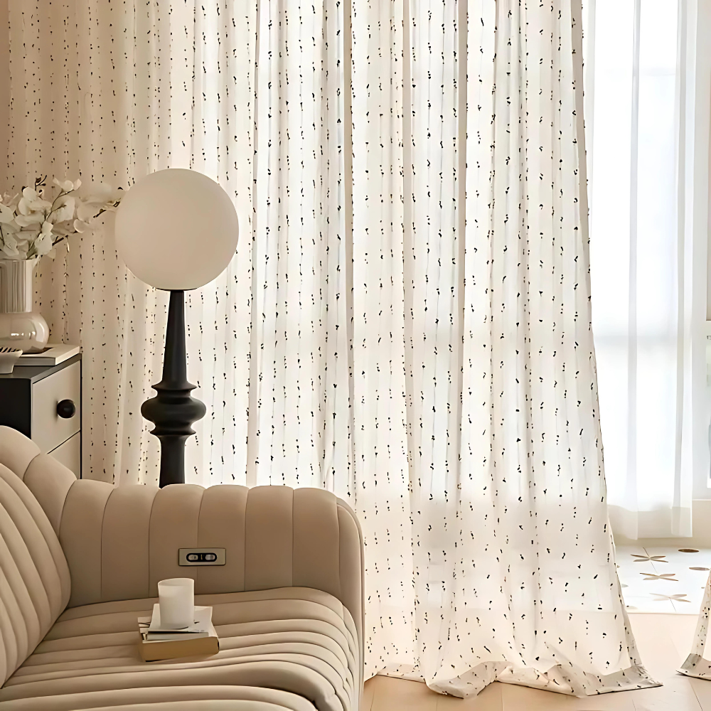 Sugarbean Sheer Tulle Curtain With Bold Embroidery
