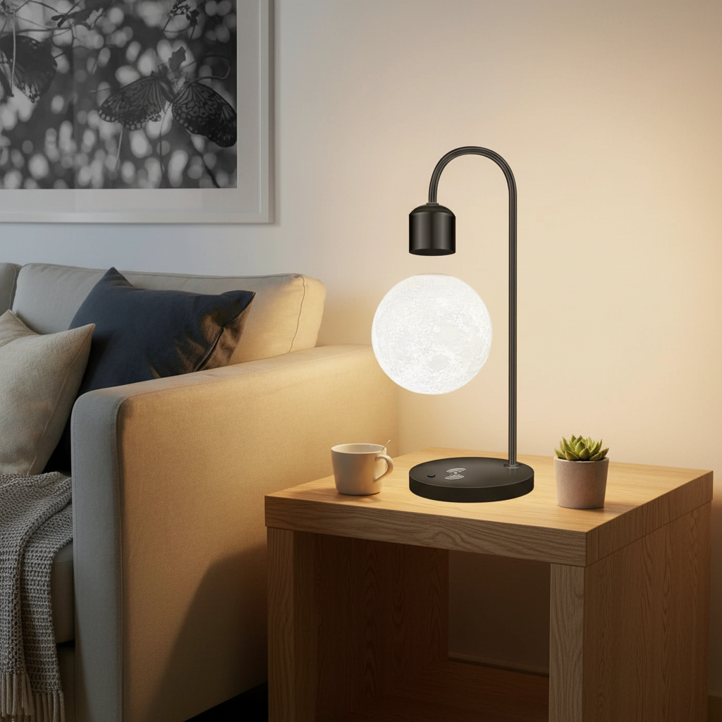 LuminoMoon Floating Moon LED Table Lamp for Bedroom and Study