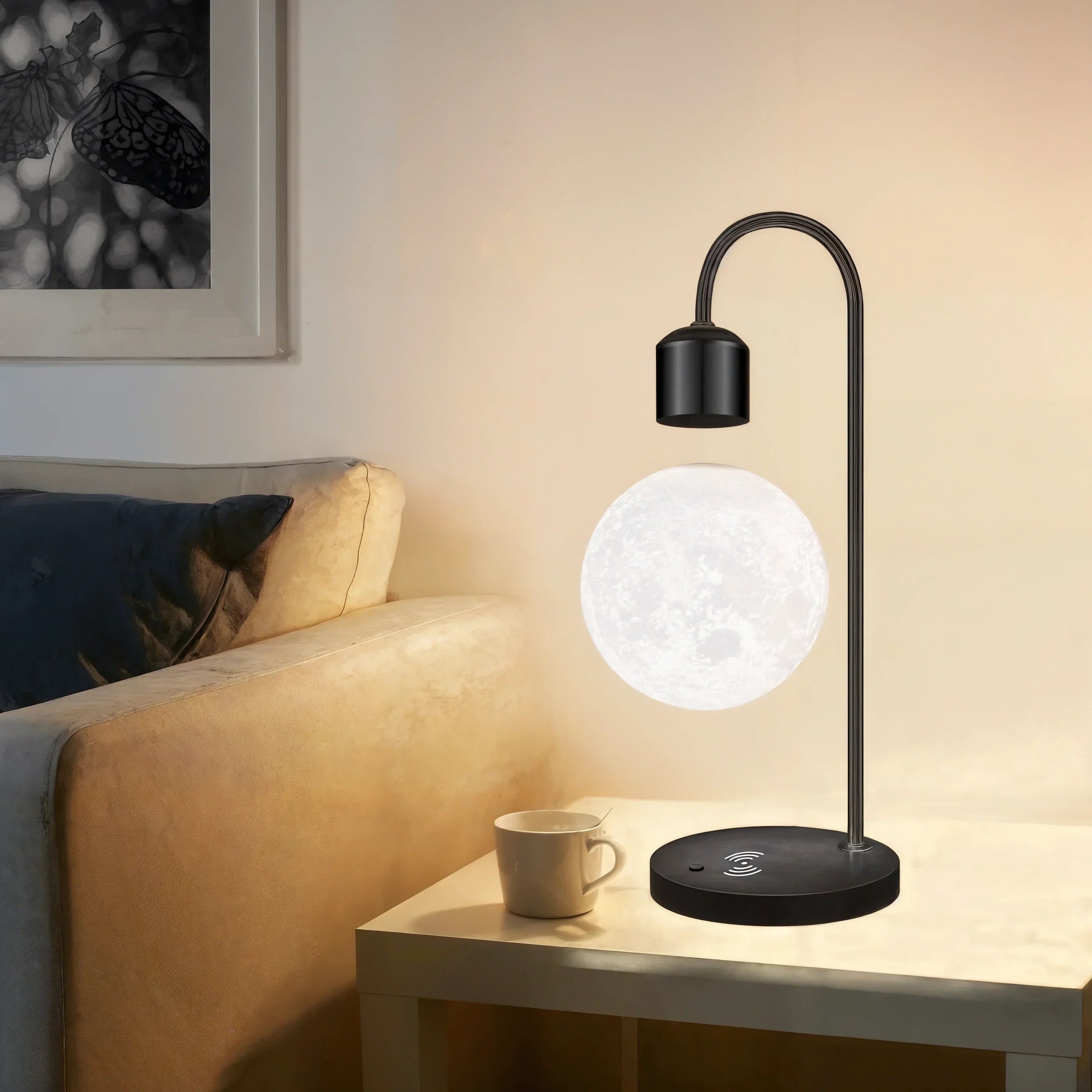 LuminoMoon Floating Moon LED Table Lamp for Bedroom and Study