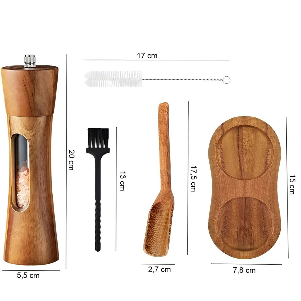 Millhaven Wooden Salt And Pepper Mills Adjustable Grinder
