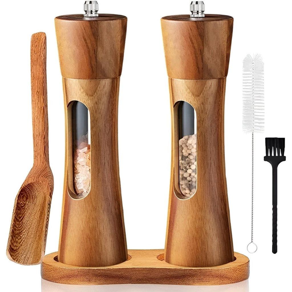 Millhaven Wooden Salt And Pepper Mills Adjustable Grinder