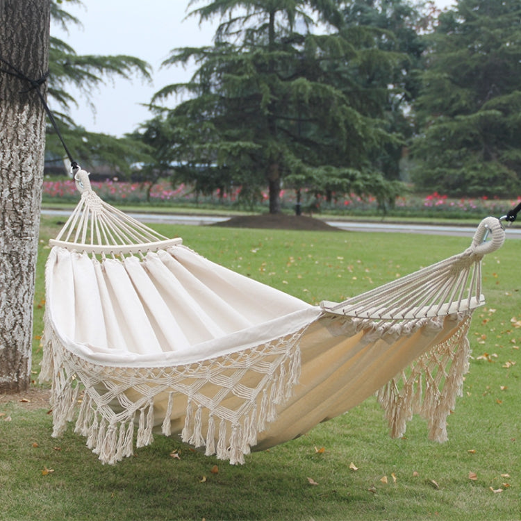 Double Outdoor Canvas Hammock For Camping, White, 200 X 150 Cm, With Pole