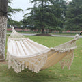 Double Outdoor Canvas Hammock For Camping, White, 200 X 150 Cm, With Pole