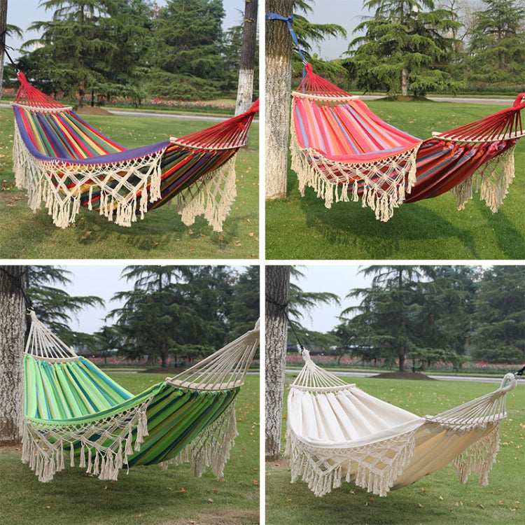 Double Outdoor Canvas Hammock For Camping, White, 200 X 150 Cm, With Pole