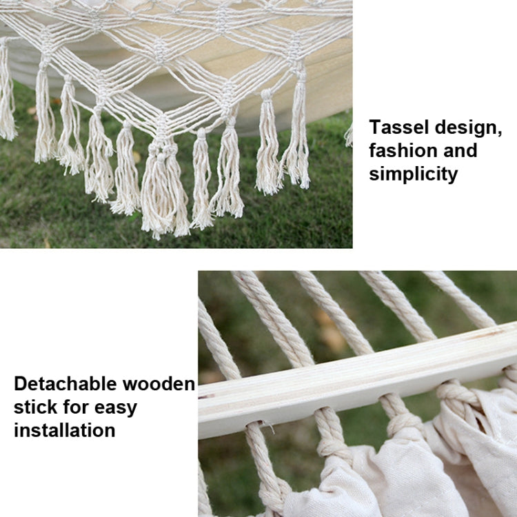 Double Outdoor Canvas Hammock For Camping, White, 200 X 150 Cm, With Pole