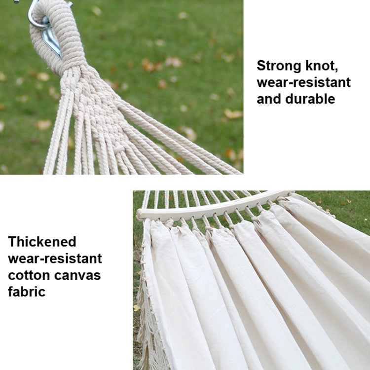 Double Outdoor Canvas Hammock For Camping, White, 200 X 150 Cm, With Pole