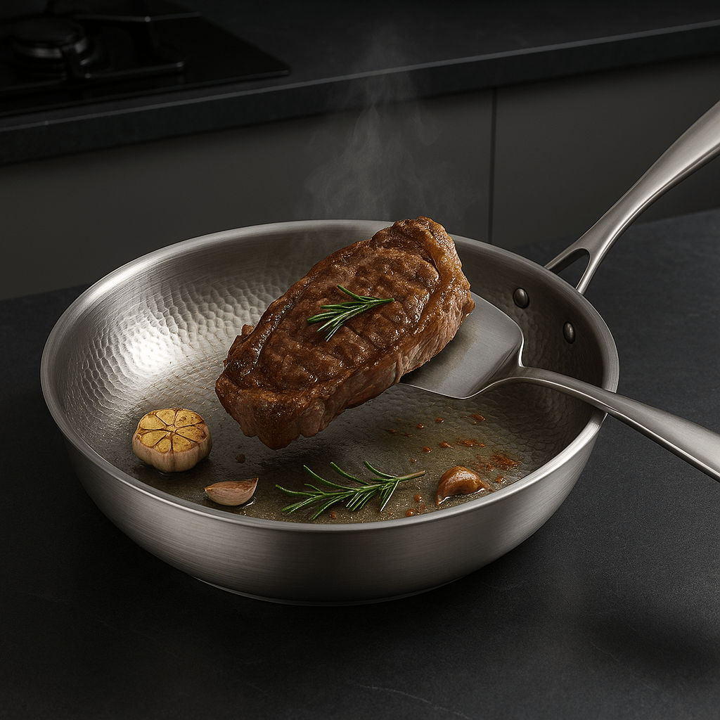 Lumen Prime Uncoated Stainless Fry Pan For All Cooktops
