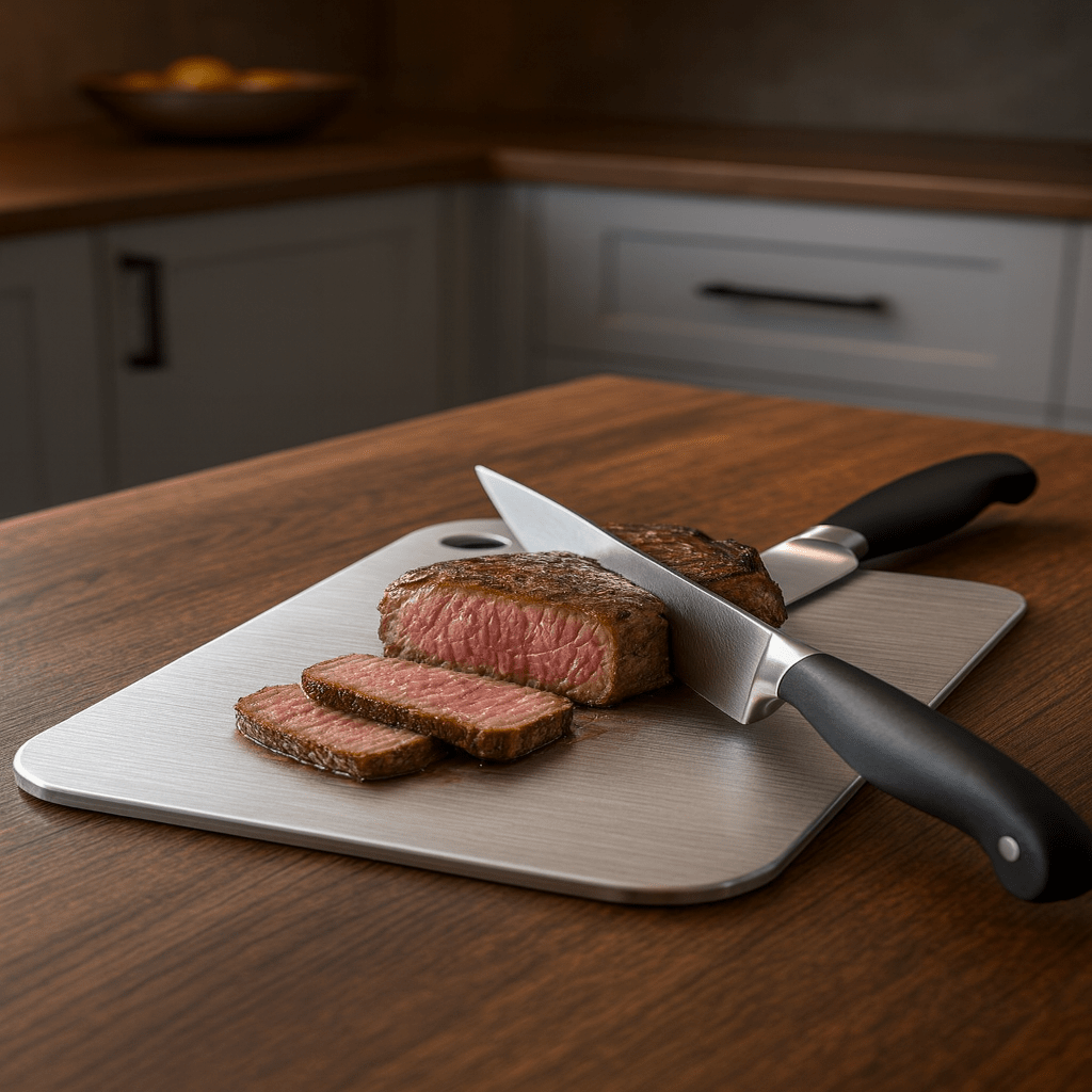 Planche à découper en titane NovaCore, hygiénique, double face, compatible couteaux, pour cuisiniers amateurs