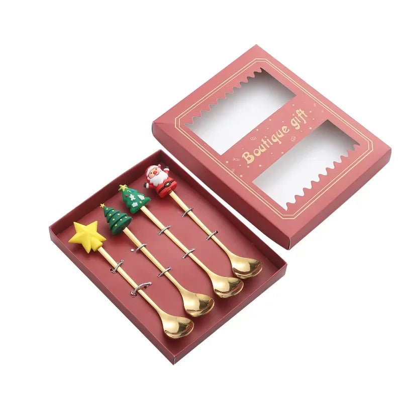 Conjunto de Colher e Garfo JollyFork para Natal com Motivos Festivos para Mesas de Férias