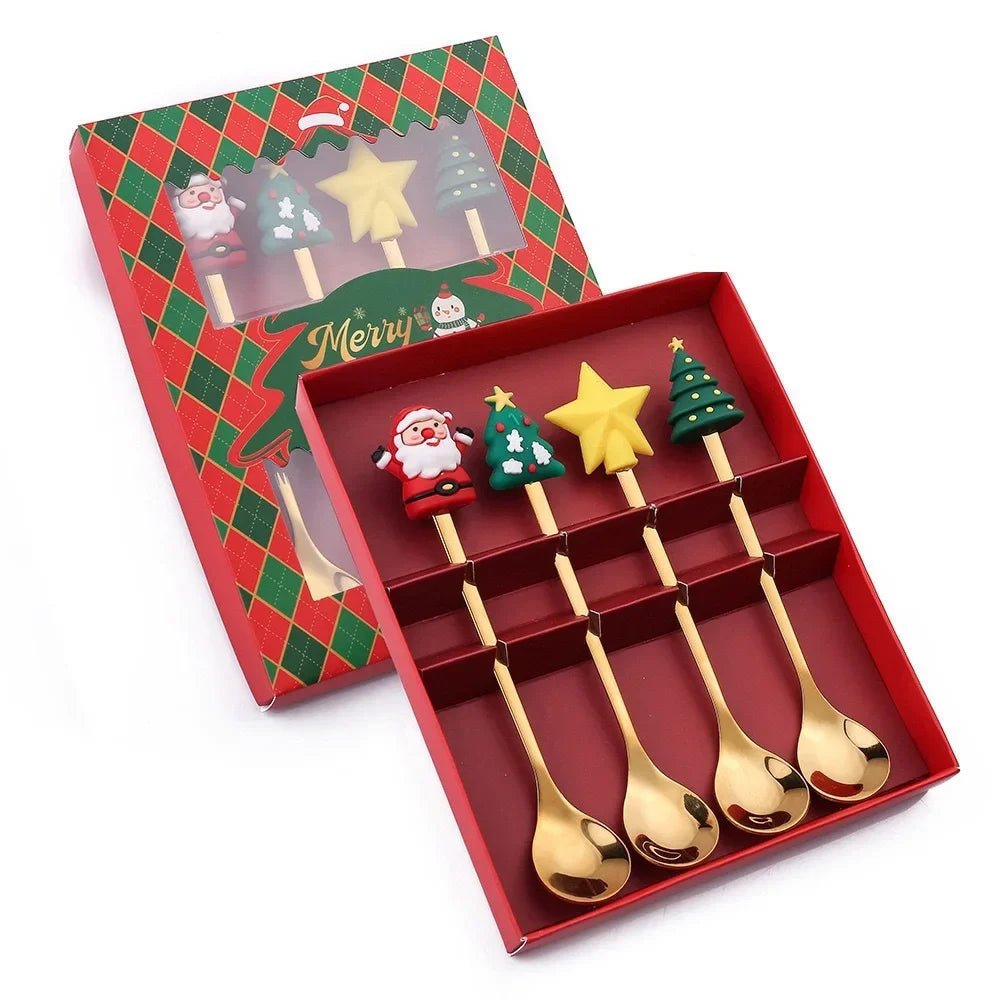 Conjunto de Colher e Garfo JollyFork para Natal com Motivos Festivos para Mesas de Férias