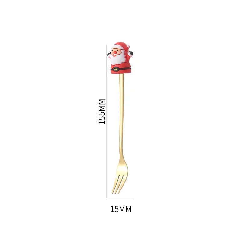 Conjunto de Colher e Garfo JollyFork para Natal com Motivos Festivos para Mesas de Férias
