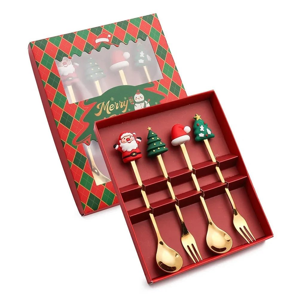 Conjunto de Colher e Garfo JollyFork para Natal com Motivos Festivos para Mesas de Férias