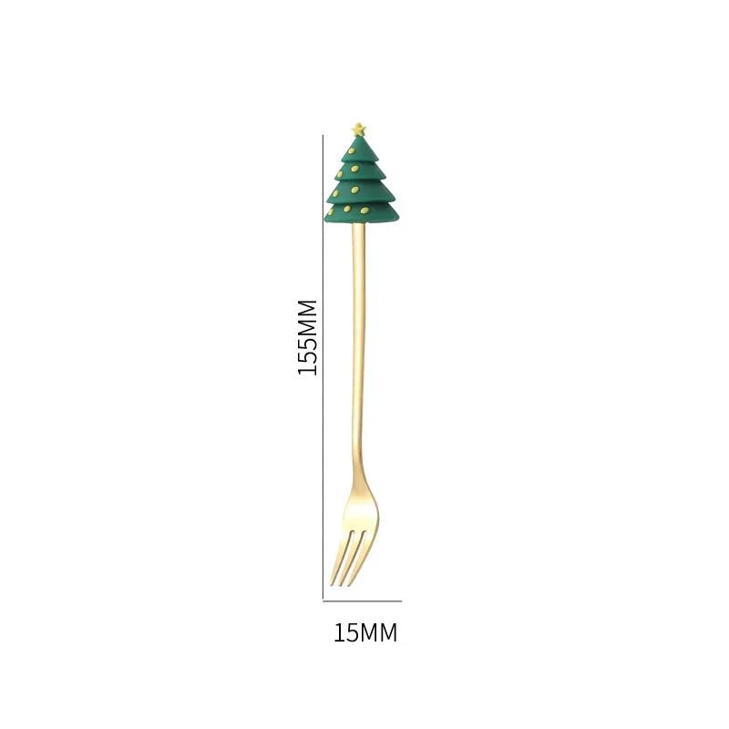 Conjunto de Colher e Garfo JollyFork para Natal com Motivos Festivos para Mesas de Férias