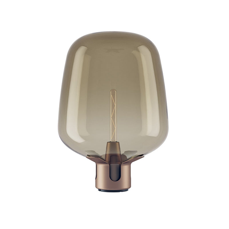 Lampada da Tavolo in Vetro AureaGlow con Luce LED Calda Compatta in Marrone o Verde