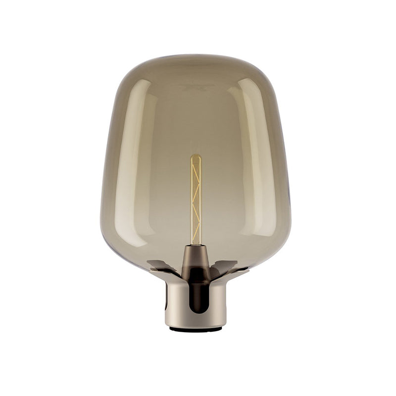 Lampada da Tavolo in Vetro AureaGlow con Luce LED Calda Compatta in Marrone o Verde