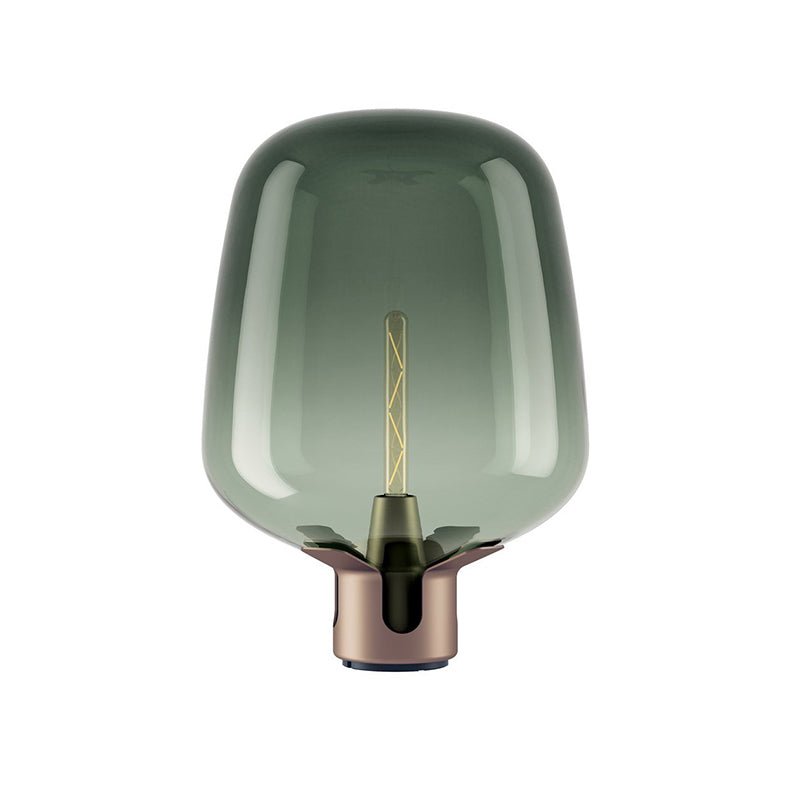 Lampada da Tavolo in Vetro AureaGlow con Luce LED Calda Compatta in Marrone o Verde