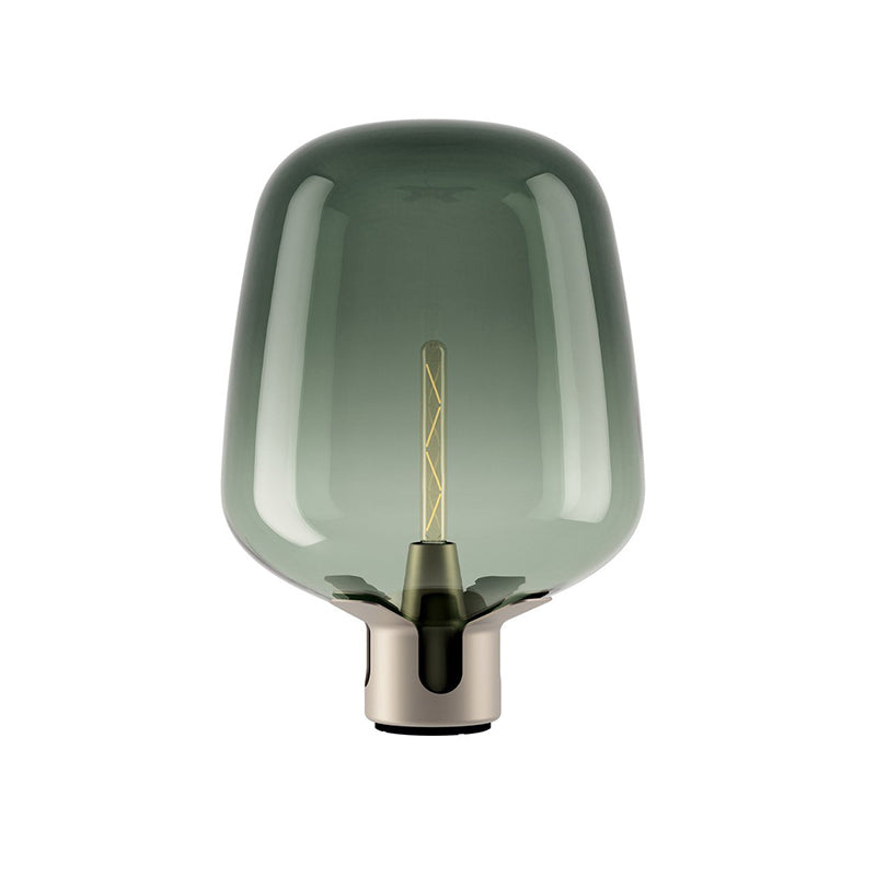 Lampada da Tavolo in Vetro AureaGlow con Luce LED Calda Compatta in Marrone o Verde