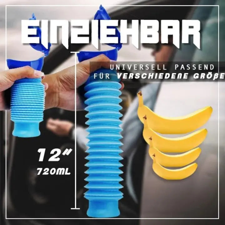 Orinal portátil expandible para hombre, capacidad de 750 ml para viajes con panel azul