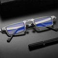 Titanium Reading Glasses with Blue Light Protection – Foldable and Lightweight, Silver, Round/Square