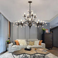 LumaFlora Crystal LED Chandelier With Vintage Floral Iron