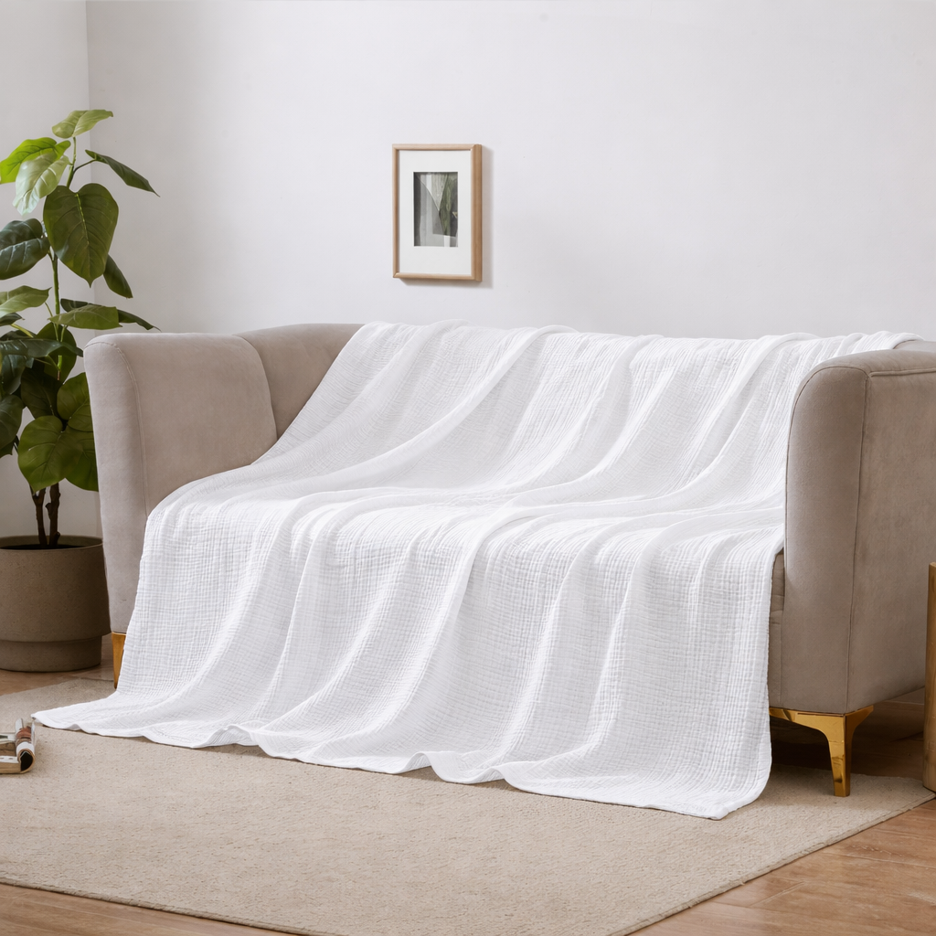 Cloudsoft 4-Layer Cotton Blanket Delivers Year-Round Breathable Comfort
