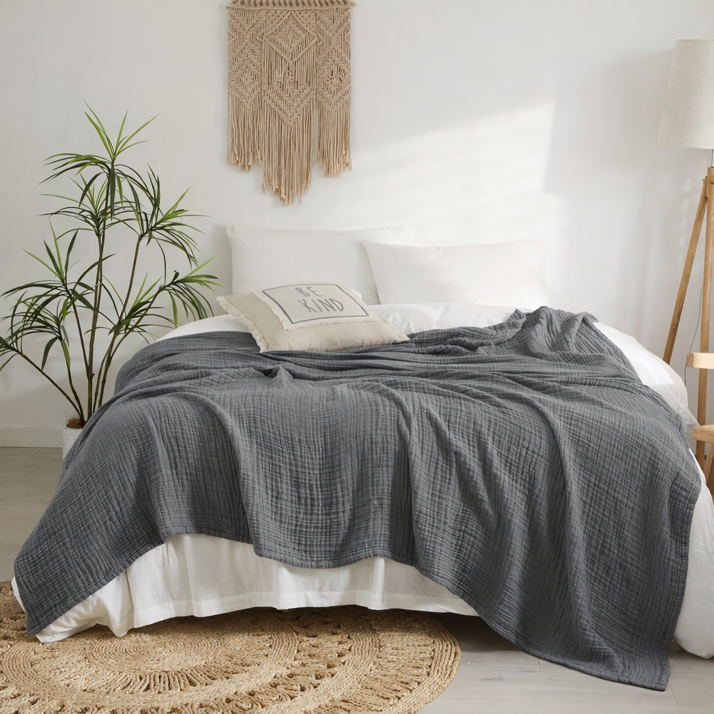 Cloudsoft 4-Layer Cotton Blanket Delivers Year-Round Breathable Comfort
