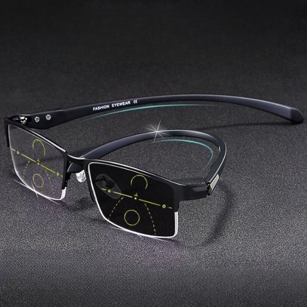 Titanium Reading Glasses With Progressive Lenses And Adaptive Tint
