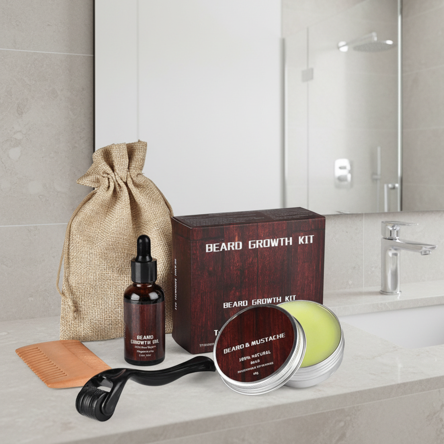 Kit BeardVibe para el Crecimiento de Barba en Zonas Irregulares y para un Crecimiento Saludable de la Barba