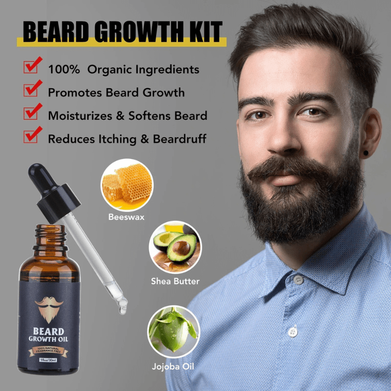 Kit BeardVibe para el Crecimiento de Barba en Zonas Irregulares y para un Crecimiento Saludable de la Barba