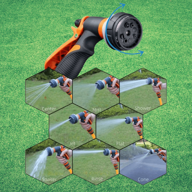 Pistolet de pulvérisation AquaPulse puissant pour jardin avec huit modes de pulvérisation et buse réglable