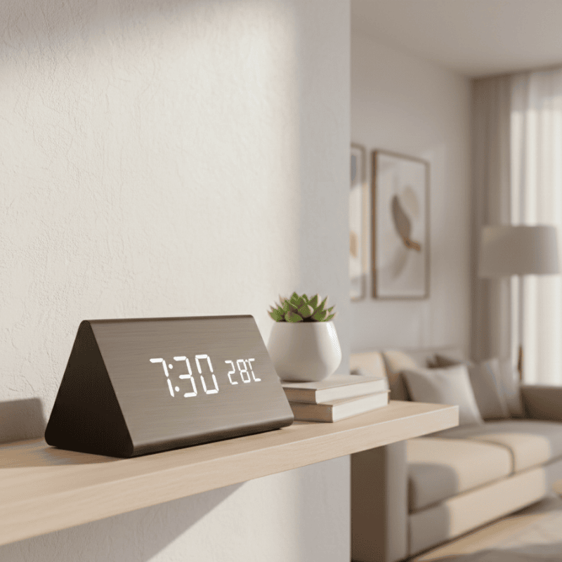 VoxTime Træur med LED-display til moderne hjem